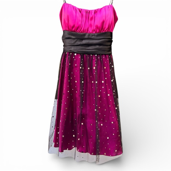 vintage deadstock y2k hot pink strapless bow prom dress